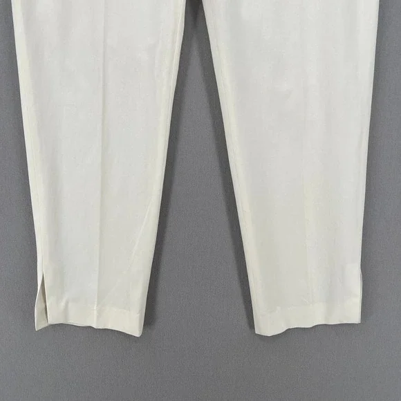 BRUNELLO CUCINELLI Pants Womens 12 Off White Cotton Blend Stretch Slim Trouser